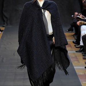 SOLD - Exceptional Hermes Fall ‘12 Leather Silk Wool Cape